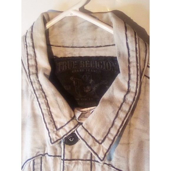 True Religion Jeans Denim Jacket JIMMY Super T  Stone wash grey  XXXL - Picture 4 of 10